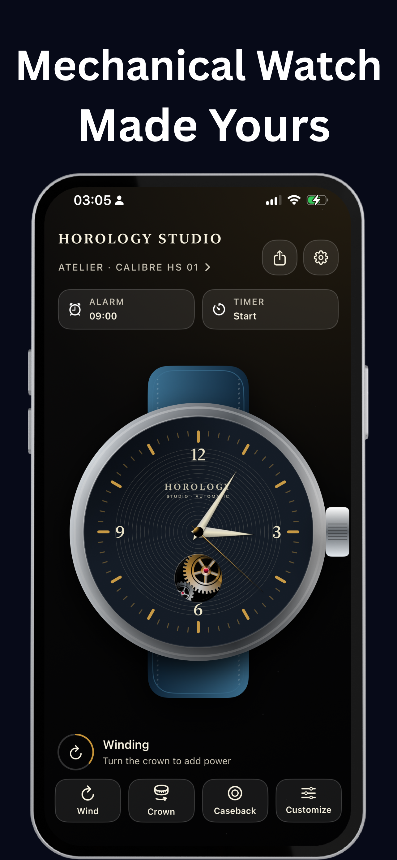 Horology Studio interactive watch face on iPhone